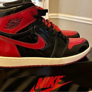 Nike high top retro red patent leather